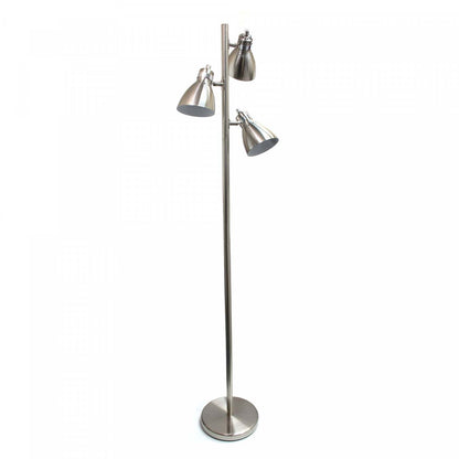Simple Designs Metal  3-light Tree Floor Lamp, Brushed Nickel Finish|Lampe à pied en métal Simple Designs à 3 lumières, finition nickel brossé|D21CI3JZ