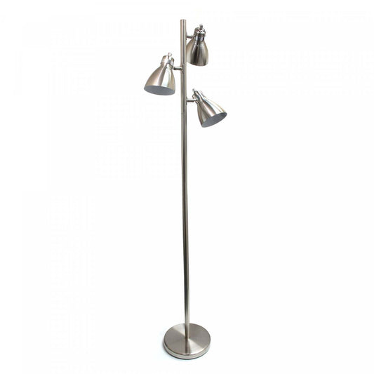 Simple Designs Metal  3-light Tree Floor Lamp, Brushed Nickel Finish|Lampe à pied en métal Simple Designs à 3 lumières, finition nickel brossé|D21CI3JZ