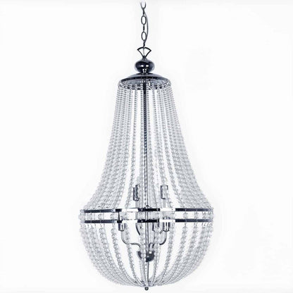 Dainolite Dawson Lustre à 6 lumières Finition chrome poli Lampe à perles transparentes|Lustre Dawson de Dainolite avec perles transparentes, fini chromé poli et 6 ampoules