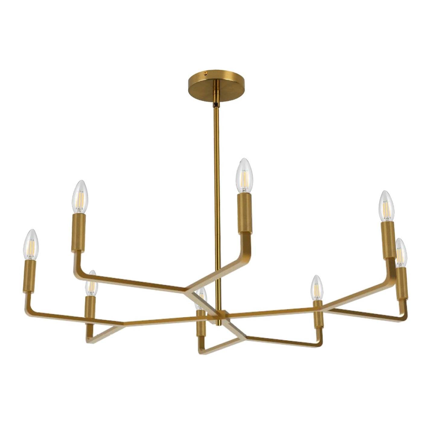 Dainolite Colette 8 Light Chandelier Aged Brass Lamp|Lustre Colette de Dainolite avec fini laiton vieilli et 8 ampoules
