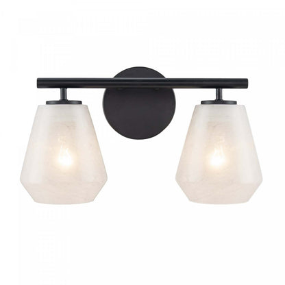 Brooke 2 Light Bathroom Vanity, Black With Wispy White Glassware Lamp | Meuble de Salle de Bain à 2 lampes Brooke, Noir avec Verre Blanc Vaporeux