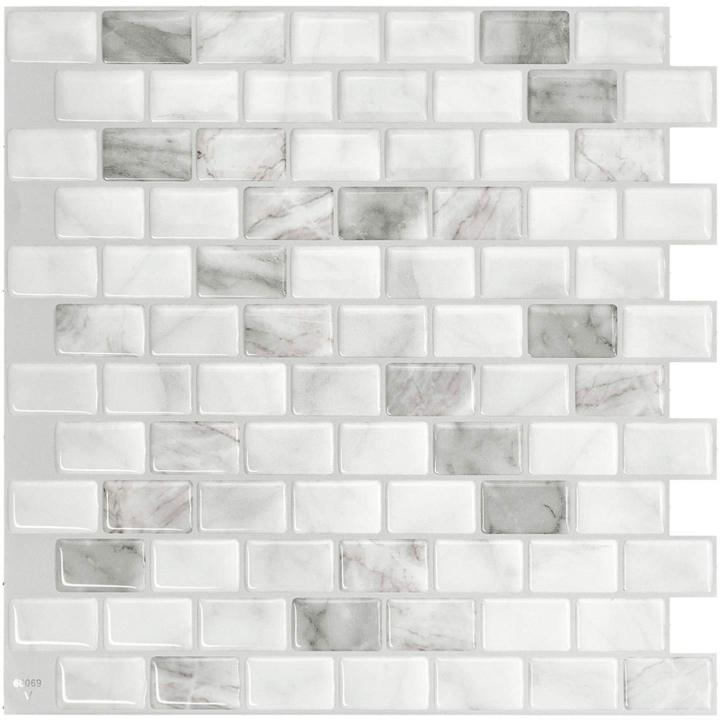 Smart Tiles peler et coller 4 feuilles 10 x 10 dosseret - Ravenna Bianco|Smart Tiles Peel and Stick 10 x 10, 4 feuilles - Ravenna Bianco