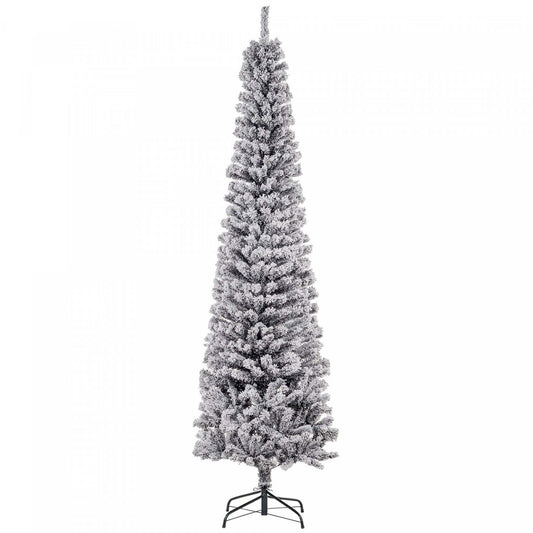 Homcom Arbre De Noël Artificiel Fin Floqué De Neige Artificielle 7.5pi