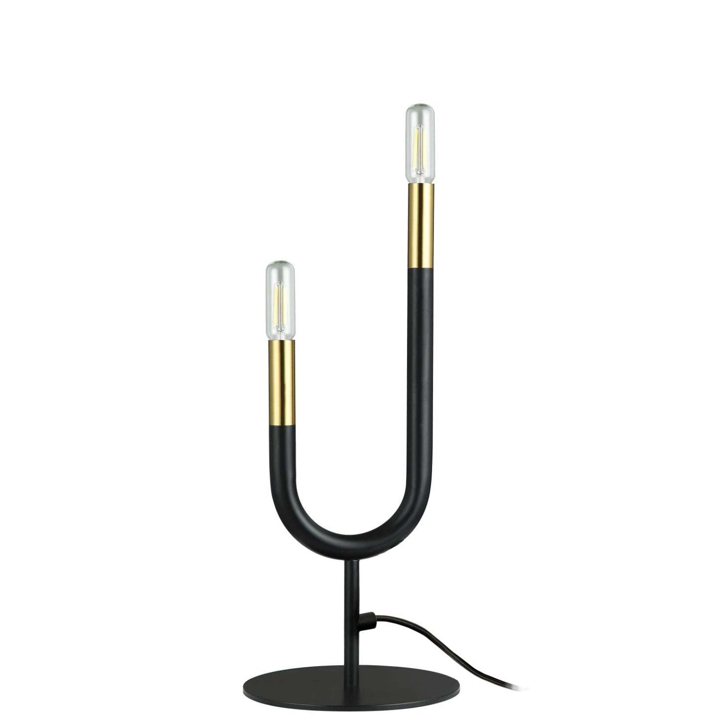 Lampe de table Wand de Dainolite avec finition noir mat et laiton vieilli, et 2 ampoules