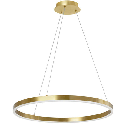 Dainolite Circulo Chandelier 34w Finition Laiton Vieilli Lampe Diffuseur Acrylique Blanc|Lustre Circulo de Dainolite en acrylique blanc qui diffuse la lumière, avec fini laiton vieilli et ampoule de 34 W