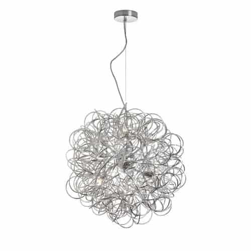 Dainolite Baya 6 Light Tubular Pendant Poli Chrome Finish Lamp|Luminaire suspendu tubulaire Baya de Dainolite avec fini chromé poli et 6 ampoules