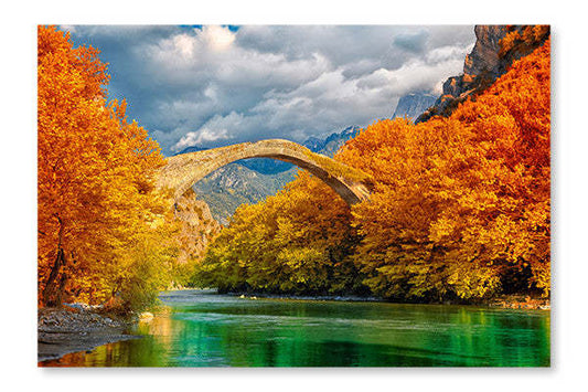 Konitsa Bridge 16x24 : Cadre d'art mural et panneau de tissu | Konitsa Bridge 16 po x 24 po : Cadre d'art mural et panneau de tissu | D44G5V22