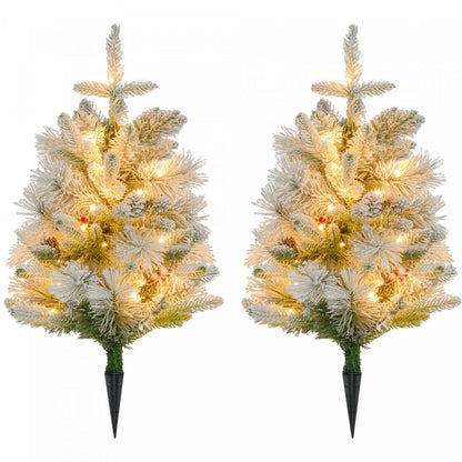 Homcom 2 Sapins De Noël De 2pi Artificiels Pré-éclairés, 60 Lumières Led