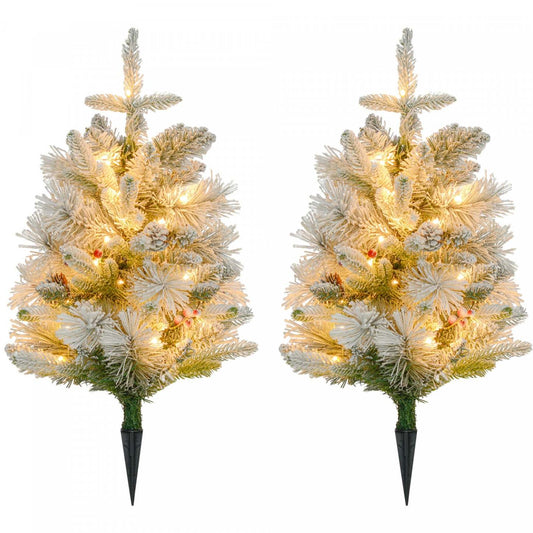 Homcom 2 Sapins De Noël De 2pi Artificiels Pré-éclairés, 60 Lumières Led