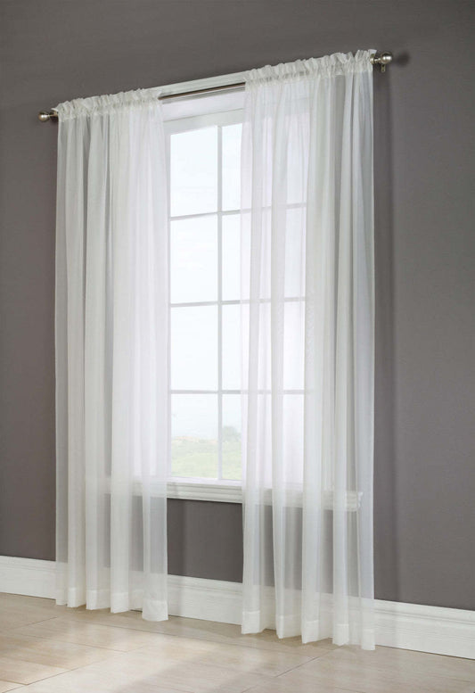 Habitat Voile Ivory Rod Pocket Curtain Panel Pairs - 56 x 84|Paire de panneaux de rideau passe-tringle Voile ivoire d'Habitat - 56 x 84