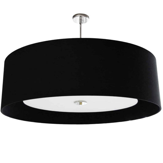 Dainolite Helena 4 Light Pendant 30 Dia Polished Chrome Finish Black Shade White Diffuser Lamp|Luminaire suspendu Helena de Dainolite de 30 po de diamètre avec abat-jour noir et blanc qui diffuse la lumière, fini chromé poli et 4 ampoules