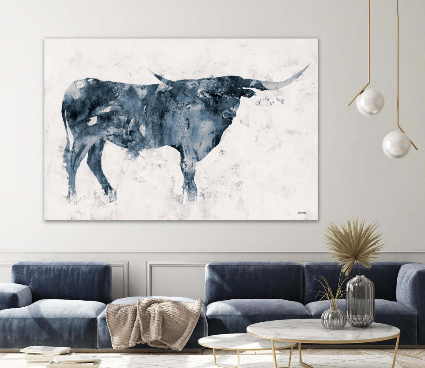 Œuvre d'art murale géante Longhorn V2 84x54