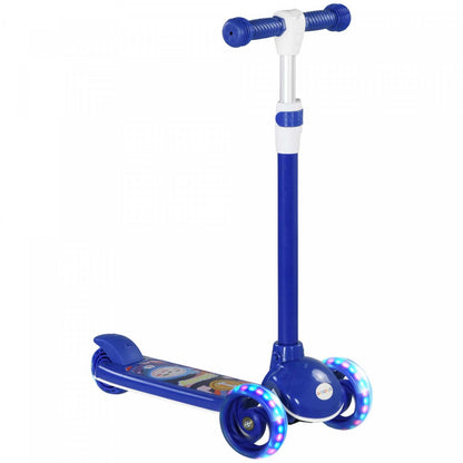 Trottinette Qaba Kids, trottinette pour tout-petits à 3 roues avec hauteur réglable sur 3 niveaux, frein à garde-boue arrière, lumière LED, guidon en TPE, pour garçons et filles de 2 à 6 ans, bleu