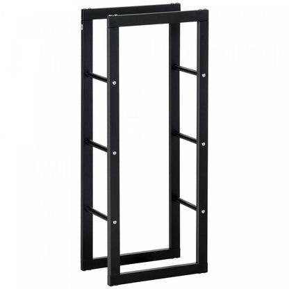Homcom Support à bois de chauffage Porte-bûches Support de rangement pour cheminée avec poignées et 220 lb. Weight Capacité, 15|Homcom Support A Bois De Chauffage Avec Poignees Et Capacité De Poids De 220 Lbs, Noir