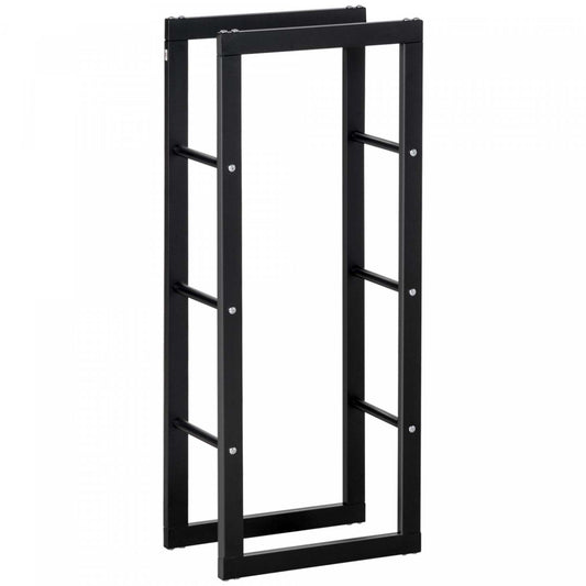 Homcom Support à bois de chauffage Porte-bûches Support de rangement pour cheminée avec poignées et 220 lb. Weight Capacité, 15|Homcom Support A Bois De Chauffage Avec Poignees Et Capacité De Poids De 220 Lbs, Noir