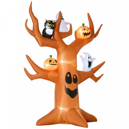 Outsunny 9ft Gonflable Halloween Haunted Pumpkin Tree W/ LEDs|Outsunny Citrouille Hantée d'Halloween Gonflable de 9 Pieds avec LED