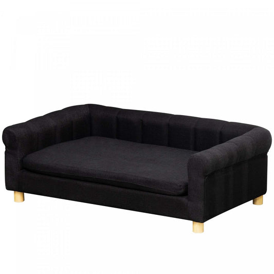 Pawhut Canapé Moderne Pour Animal Domestique Lit Pour Chat Ou Grand Chien Avec Coussin De Siège Amovible, Noir