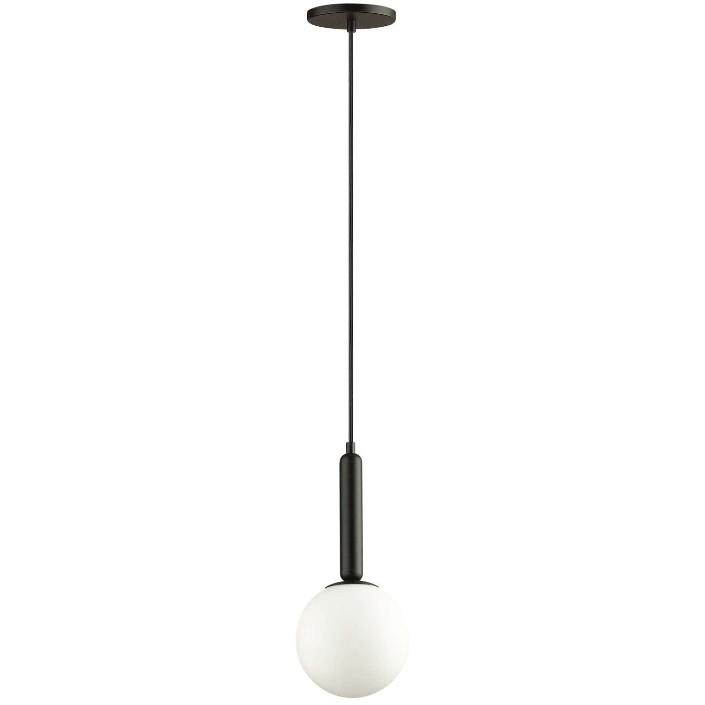 Dainolite Tara 1 Light Pendant Matte Black White Glass Lamp|Luminaire suspendu Tara de Dainolite en verre blanc, avec fini noir mat et 1 ampoule