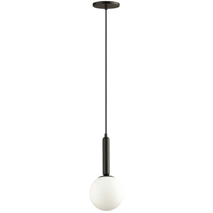 Dainolite Tara 1 Light Pendant Matte Black White Glass Lamp|Luminaire suspendu Tara de Dainolite en verre blanc, avec fini noir mat et 1 ampoule