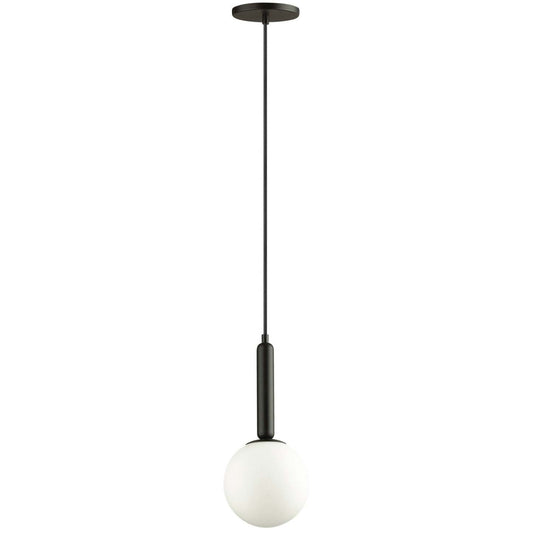 Dainolite Tara 1 Light Pendant Matte Black White Glass Lamp|Luminaire suspendu Tara de Dainolite en verre blanc, avec fini noir mat et 1 ampoule