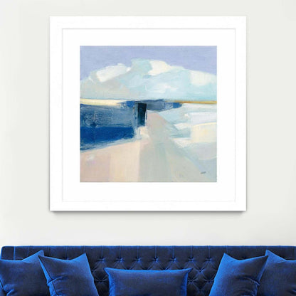 Œuvre d'art murale encadrée blanche et mate « Sand And Sky » 36 x 36