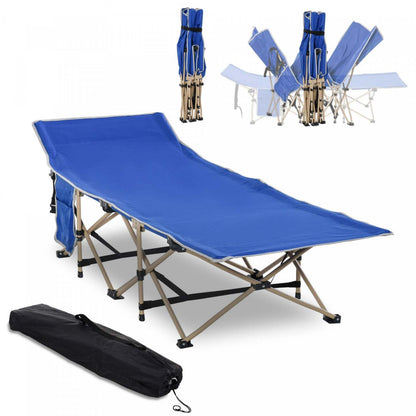 Lit de camping pliant Outsunny, lit de sommeil portable pour les voyages, bleu marine