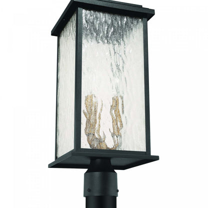 Lampadaire extérieur Estate à 3 lumières, noir, laiton avec lampe en verre de pluie | Lampadaire D'extérieur Estate A 3 lampes, Noir Et Laiton Avec Verre A Gouttelettes