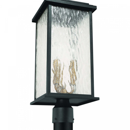 Lampadaire extérieur Estate à 3 lumières, noir, laiton avec lampe en verre de pluie | Lampadaire D'extérieur Estate A 3 lampes, Noir Et Laiton Avec Verre A Gouttelettes