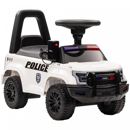 Aosom Voiture Coulissante Pour Enfants Avec Rangement Caché Sous Le Siège, Voiture De Police Pour Tout-Petits Avec M