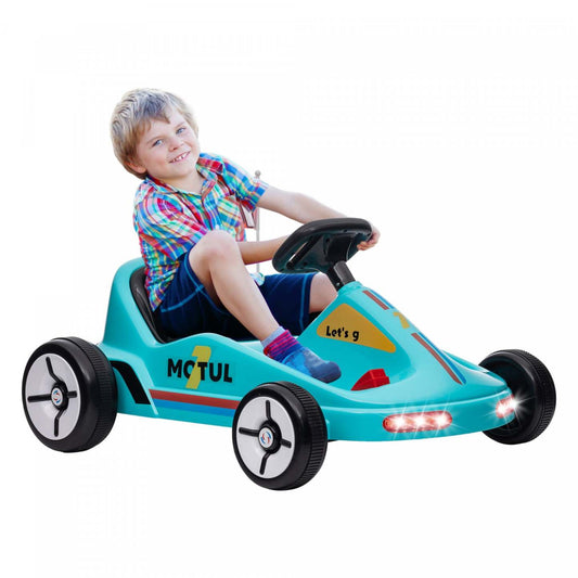 Qaba Kart Pour Enfants, Voiture Electrique Alimentee Par Batterie 6 V Avec Musique, Lumiere, Klaxon,