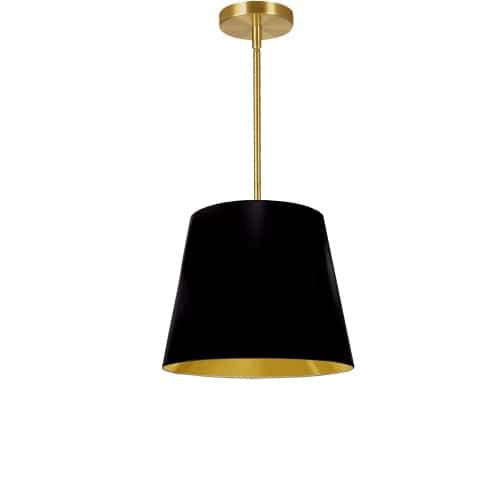 Dainolite Oversize Drum 1 Light Pendant conique Drum Small Black/Gold Shade Lamp|Petit luminaire suspendu de Dainolite avec très grand abat-jour cylindrique effilé noir et doré, et 1 ampoule