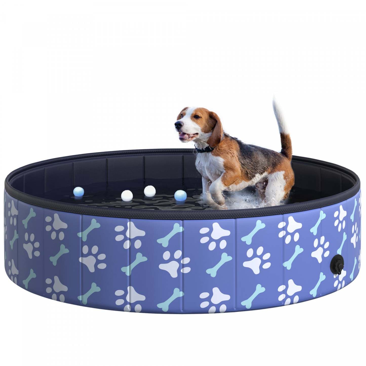 Pawhut Piscine Pliable pour Chien Portable, Baignoire pour Chiens Exterieure/Interieure avec Antidérapant
