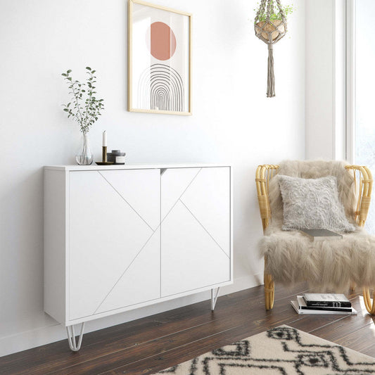 Armoire d'appoint à 2 portes Nordika - Blanc | Armoire décorative Nordika à 2 portes - blanche | D08HR33C
