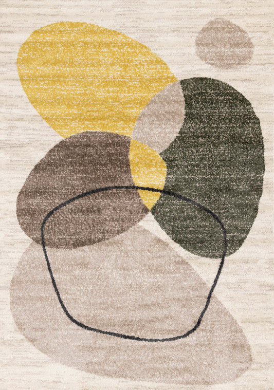 Tapis géométrique Marley Green Yellow Taupe - 7'10 x 10'6|Carpette Marley verte, jaune et taupe à motif géométrique - 7 pi 10 po x 10 pi 6 po