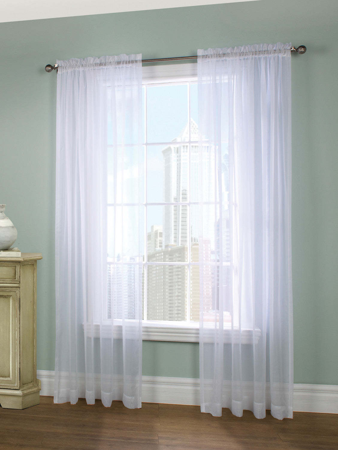 Habitat Voile White Rod Pocket Curtain Panel Pairs - 56 x 95|Paire de panneaux de rideau passe-tringle Voile blanc d'Habitat - 56 x 95