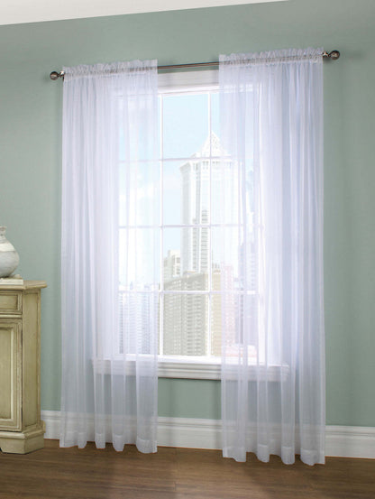 Habitat Voile White Rod Pocket Curtain Panel Pairs - 56 x 95|Paire de panneaux de rideau passe-tringle Voile blanc d'Habitat - 56 x 95