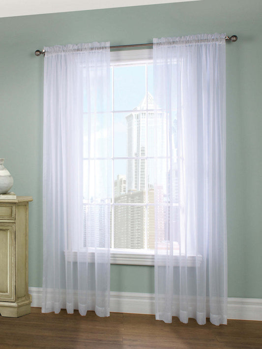 Habitat Voile White Rod Pocket Curtain Panel Pairs - 56 x 95|Paire de panneaux de rideau passe-tringle Voile blanc d'Habitat - 56 x 95