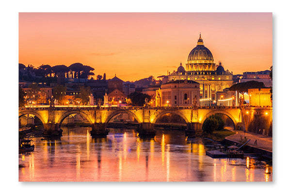 Rome, Italie avec la basilique Saint-Pierre du Vatican : cadre et panneau en tissu (28 x 42 po) | Rome, Italie avec la basilique Saint-Pierre du Vatican (28 po x 42 po) : cadre et panneau en tissu | D44GVLE8