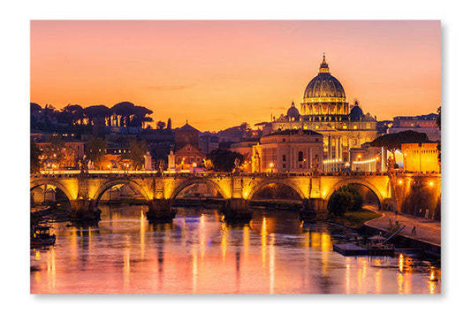 Rome, Italie avec la basilique Saint-Pierre du Vatican : cadre et panneau en tissu (28 x 42 po) | Rome, Italie avec la basilique Saint-Pierre du Vatican (28 po x 42 po) : cadre et panneau en tissu | D44GVLE8