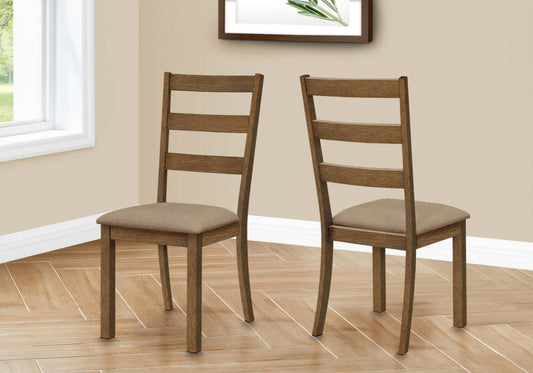 Dining Chair Set of 2 Kitchen Dining Room Brown Fabric Walnut Wood Legs Transitional|Ensemble de 2 chaises de salle à manger de style transitionnel avec tissu brun et pattes en bois noyer pour la cuisine et la salle à manger