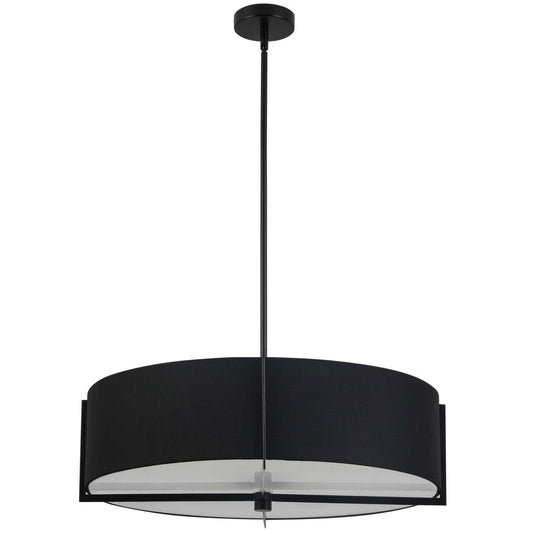 Dainolite Preston 4 Light Pendant 26 Dia Matte Black Black Shade Lamp|Luminaire suspendu Preston de Dainolite de 26 po de diamètre avec abat-jour noir, fini noir mat et 4 ampoules
