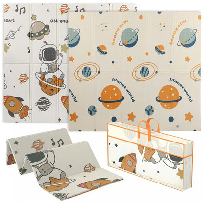 Tapis de jeu Qaba Baby 77 X 69, tapis de rampe extra large réversible et pliable pour bébés et tout-petits, tapis de sol en mousse imperméable pour nourrissons, thème astronaute et planète