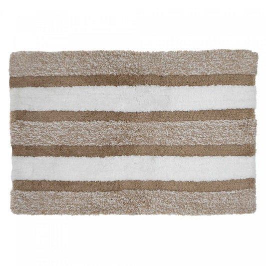 Tapis de salle de bain rayé en microfibre taupe 20 x 32