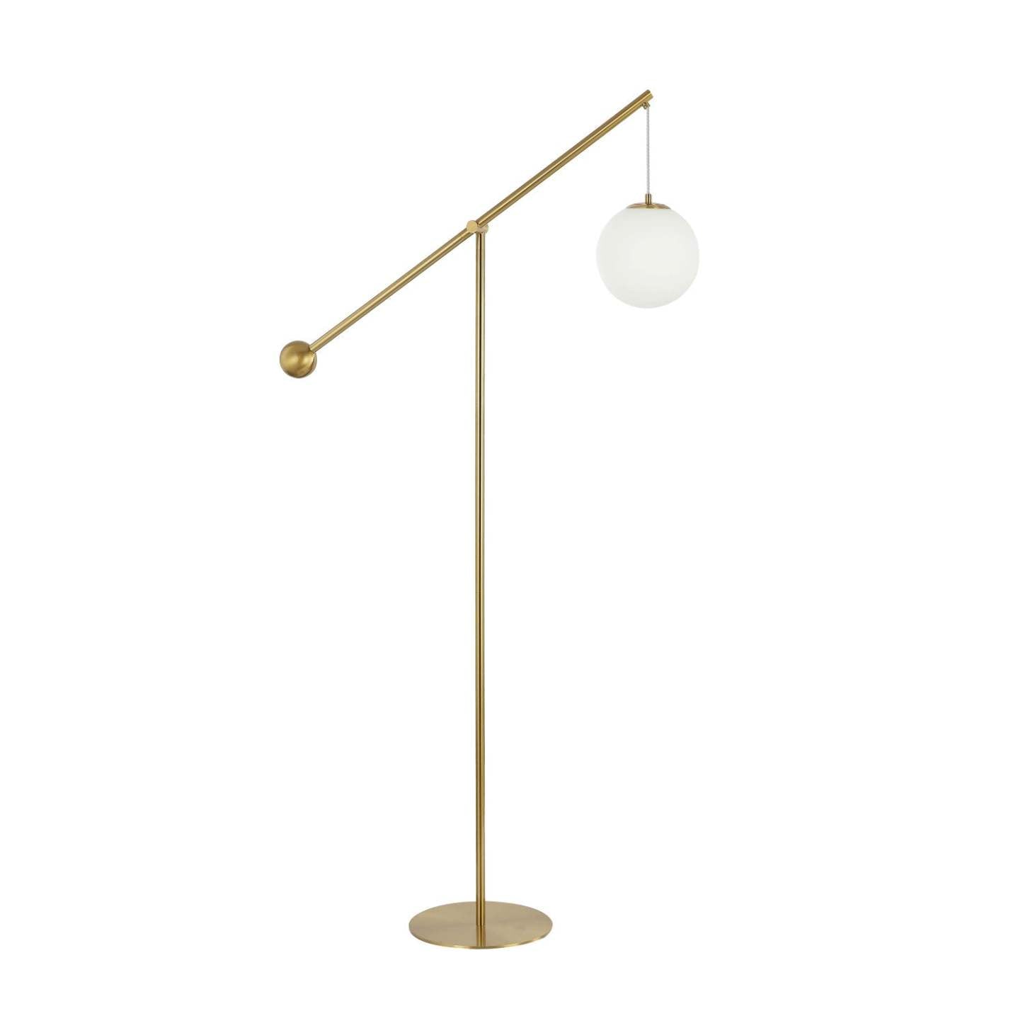 Dainolite Holly 1 Light Floor Lamp 66 H Aged Brass Opal White Glass|Lampe à pied Holly de Dainolite de 66 po de hauteur en verre blanc opale, avec fini laiton vieilli et 1 ampoule