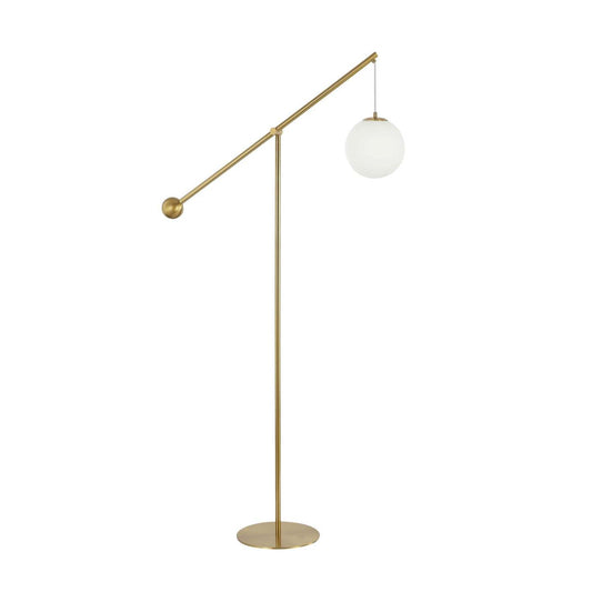 Dainolite Holly 1 Light Floor Lamp 66 H Aged Brass Opal White Glass|Lampe à pied Holly de Dainolite de 66 po de hauteur en verre blanc opale, avec fini laiton vieilli et 1 ampoule