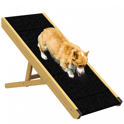 Pawhut Rampe Pour Chien, Rampe En Bois De 33 Pouces Pour Lit Et Canapé, Rampe Pliable Pour Chien Avec 4 Niveaux réglables