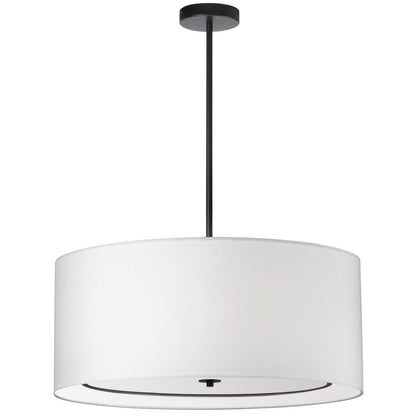 Dainolite Porscha 4 Light Pendant Medium Matte Black White Shade Lamp|Luminaire suspendu moyen Porscha de Dainolite avec abat-jour blanc, fini noir mat et 4 ampoules