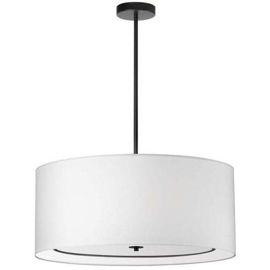 Dainolite Porscha 4 Light Pendant Medium Matte Black White Shade Lamp|Luminaire suspendu moyen Porscha de Dainolite avec abat-jour blanc, fini noir mat et 4 ampoules