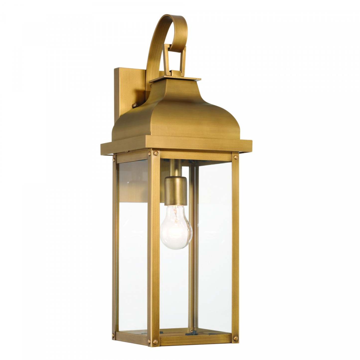 Madrid 1 Light Outdoor Wall Sconce 23.4, Weathered Brass Lamp | Applique Murale D’exterieur Madrid A 1 lampe De 23,4 po, Laiton Vieilli