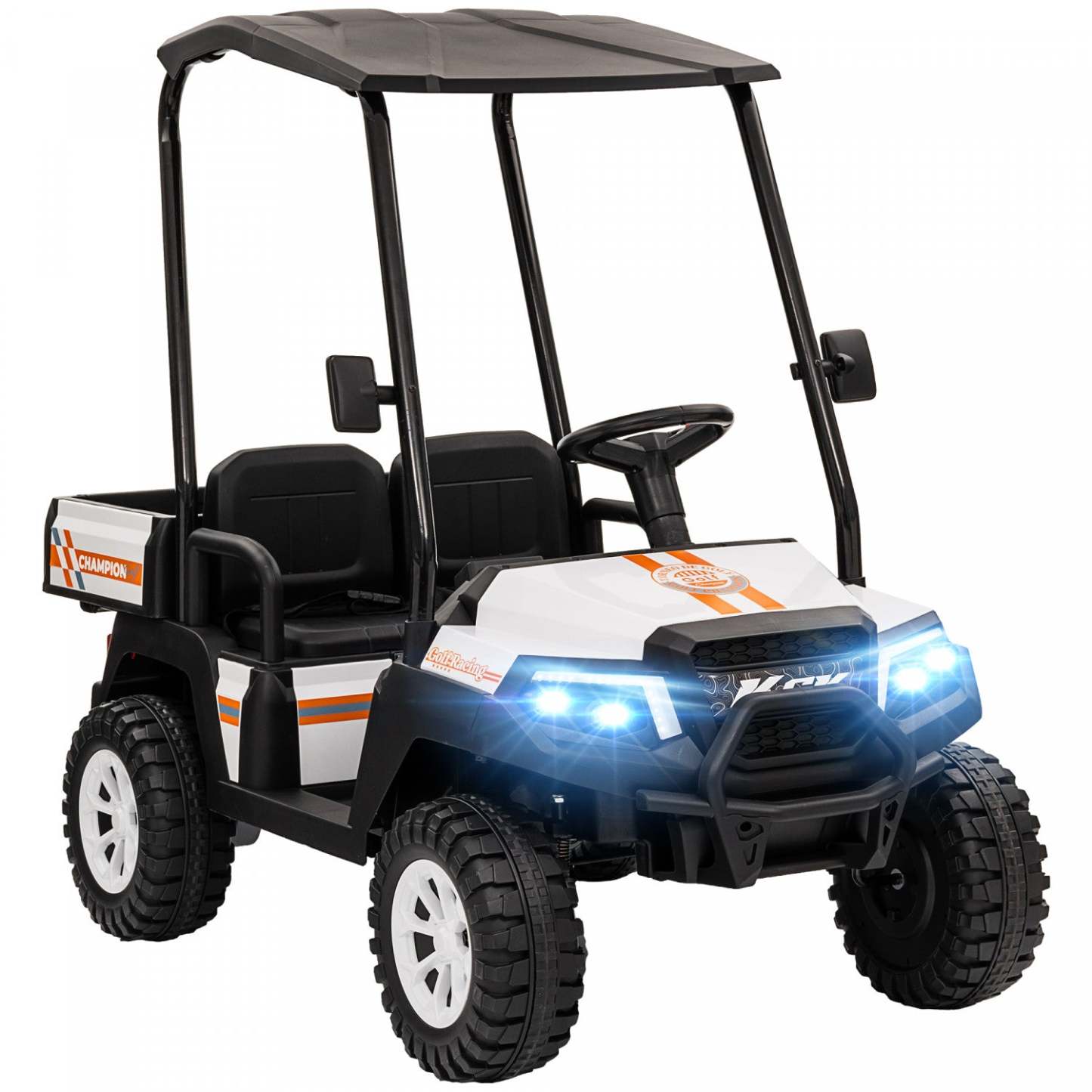 Qaba Voiture Electrique 2 Places Pour Enfants, Voiture Electrique Alimentee Par Batterie 24v Avec Télécommande